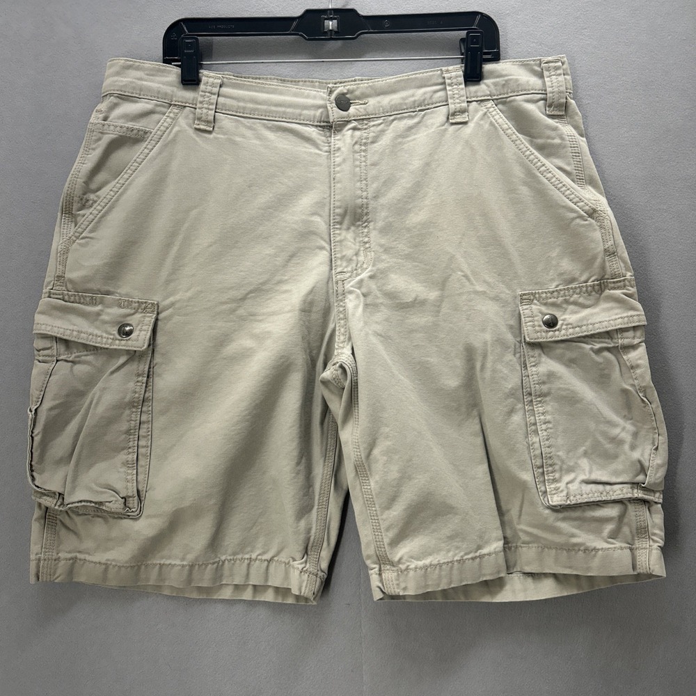 Carhartt Cargo Shorts Men's 38x10 Beige Relaxed Fit Cotton Canvas Workwear